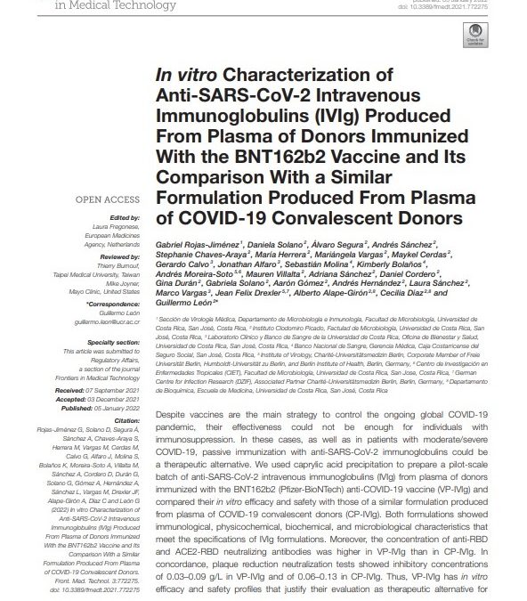 In Vitro Characterization of Anti-SARS-CoV-2 Intravenous Immunoglobulins (IVIg) Produced From Plasma of Donors Immunized With the BNT162b2 Vaccine and Its Comparison With a Similar Formulation Produced from Plasma of COVID-19 Convalescent Donors