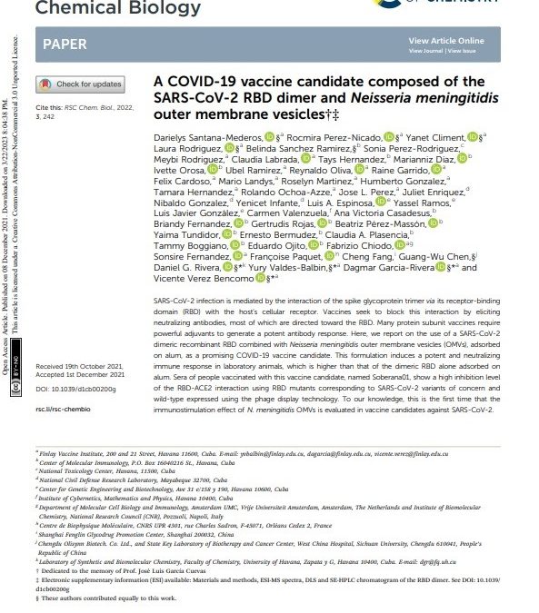 A COVID-19 vaccine candidate composed of the SARS-CoV-2 RBD dimer and Neisseria meningitidis outer membrane vesicles